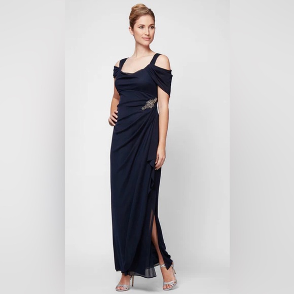 evening dress for hijabis Alex Evenings Sleeveless Ruffle Skirt Formal Dress – New Yorker's Apparel